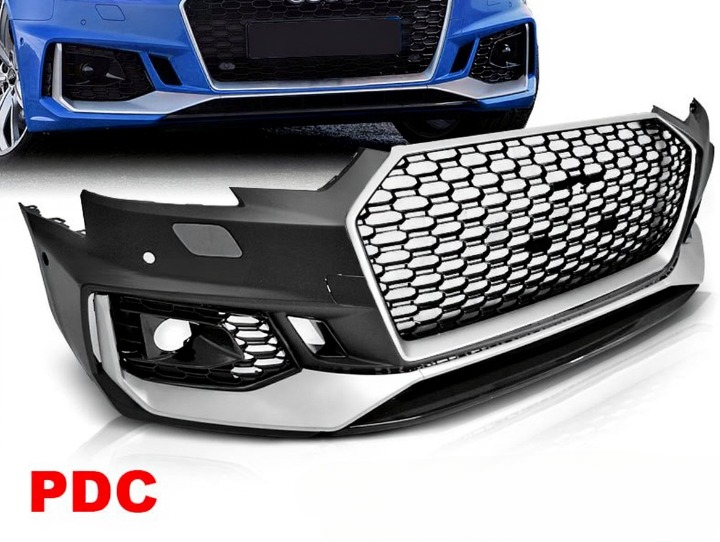 💫ART.7462 Paraurti Anteriore Look RS4 Argento Nero PDC per AUDI A4 B9 2015-2019💫