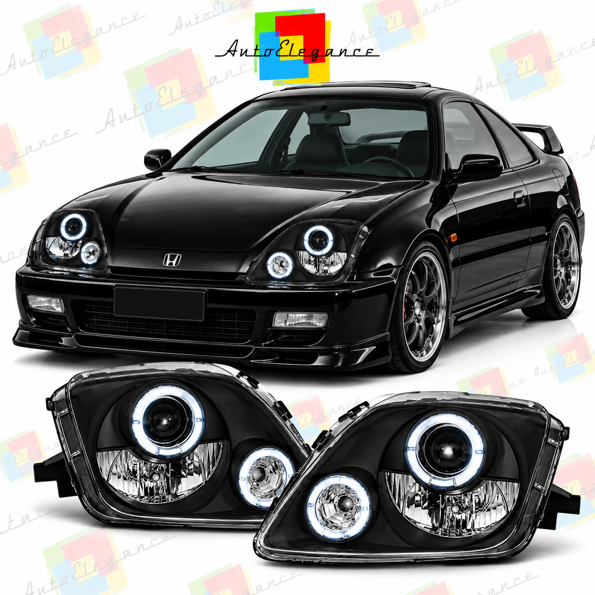 ART.11110 FARI  ANTERIORI ADATTO PER HONDA PRELUDE 02.97-01 NERO LED