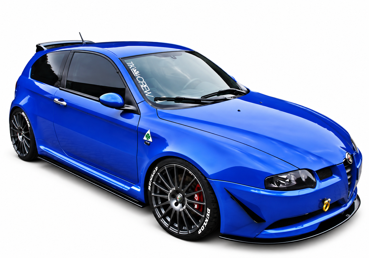👉SOTTO MINIGONNE LATERALI ADATTO PER ALFA ROMEO 147 LAMA ABS NERO LUCIDO👈