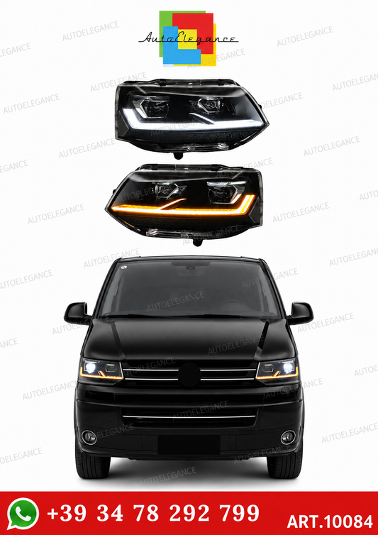 ART.10084 FARI ANTERIORI FULL FULL LED NERO CROMATO - VW T5.1 10-15