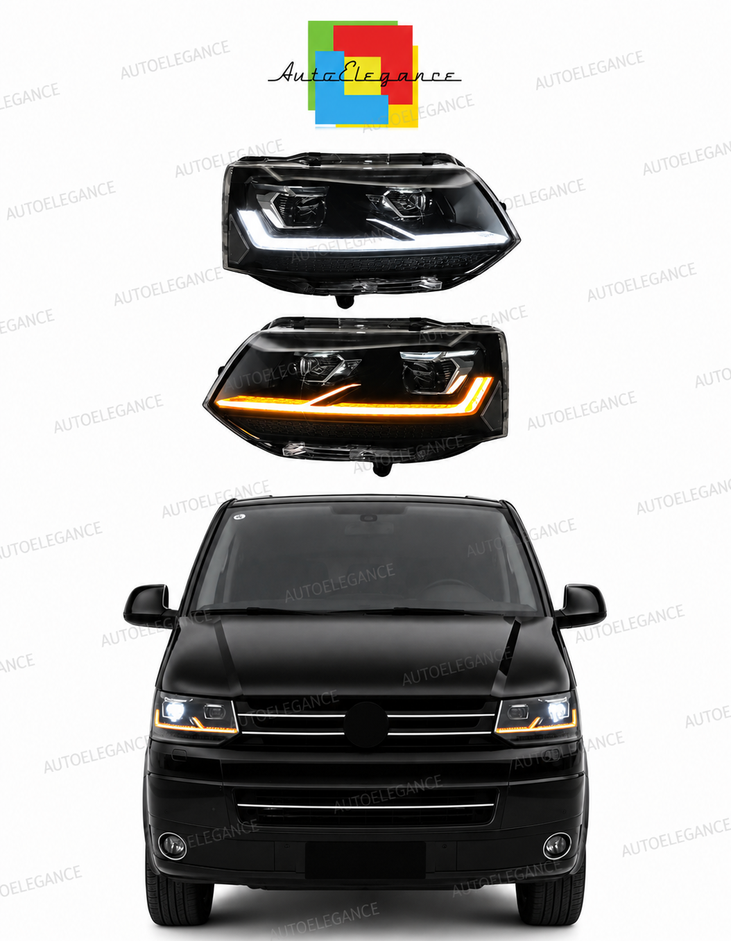 ART.10084 FARI ANTERIORI ADATTO PER VW T5.1 10-15 NERO