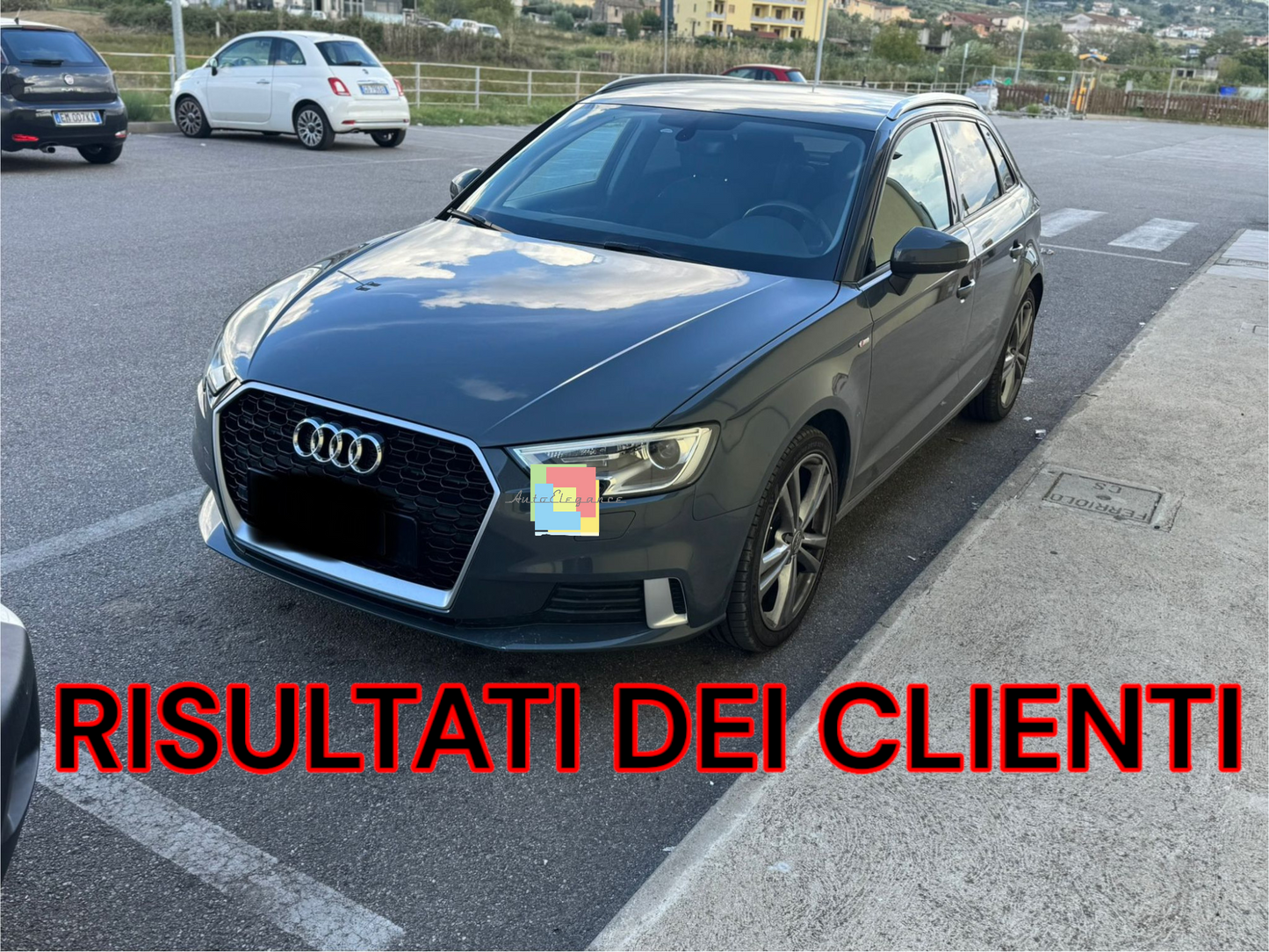 1713⭐GRIGLIA ADATTA PER AUDI A3 8V 17-20 LOOK RS3 BORDO CROMATO DESIGN SPORTIVO⭐