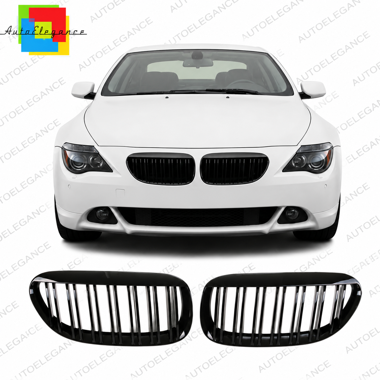👉Griglie Doppia Linea Nero Lucido adatto per BMW Serie 6 E63/E64 03-10👈