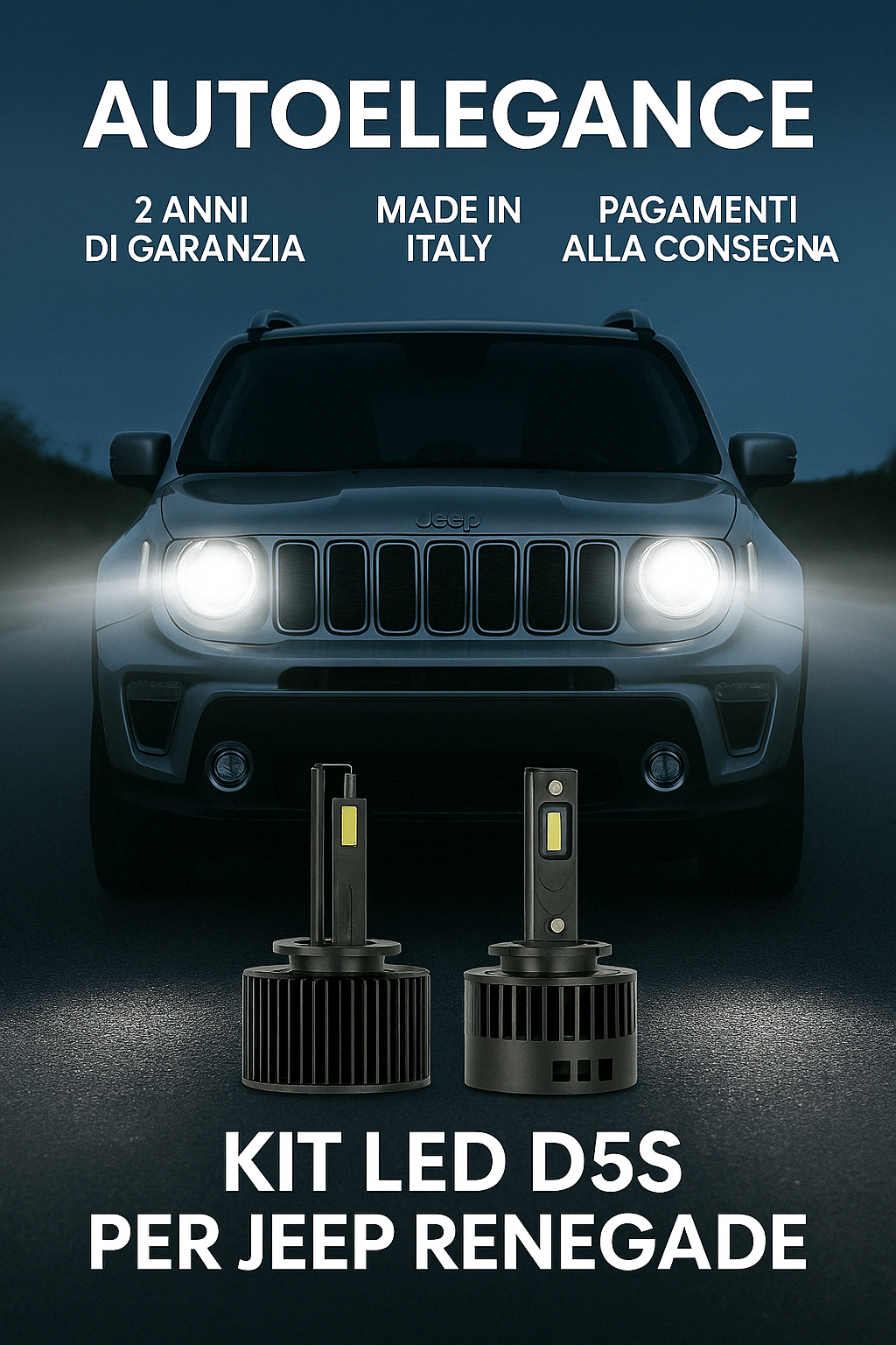 ⭐KIT XENON D5S 6000K ANABBAGLIANTI PER JEEP RENEGADE – LUCE BIANCA POTENTE⭐