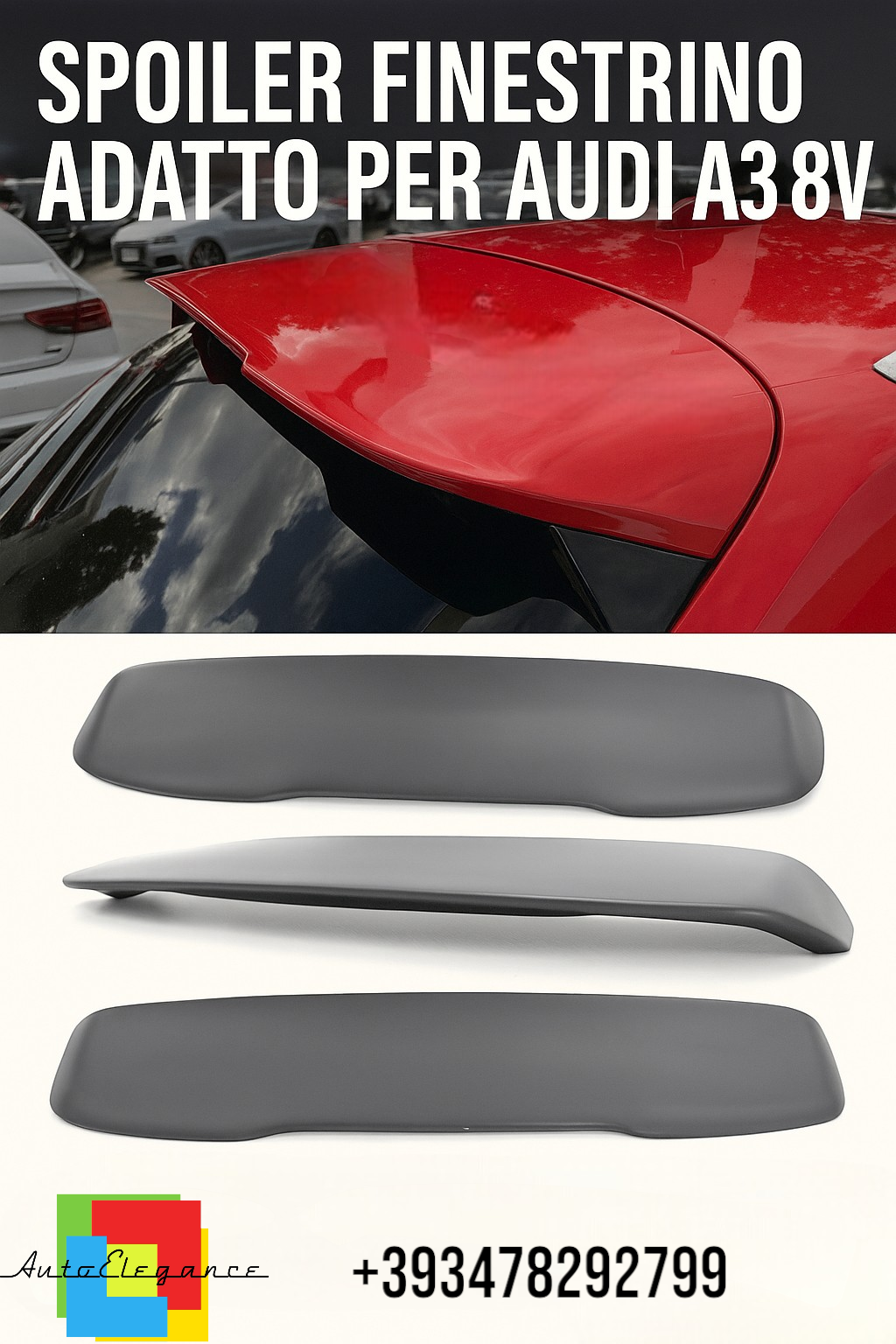 🌟SPOILER FINESTRINO ADATTO PER AUDI A3 8V 2012–2020🌟