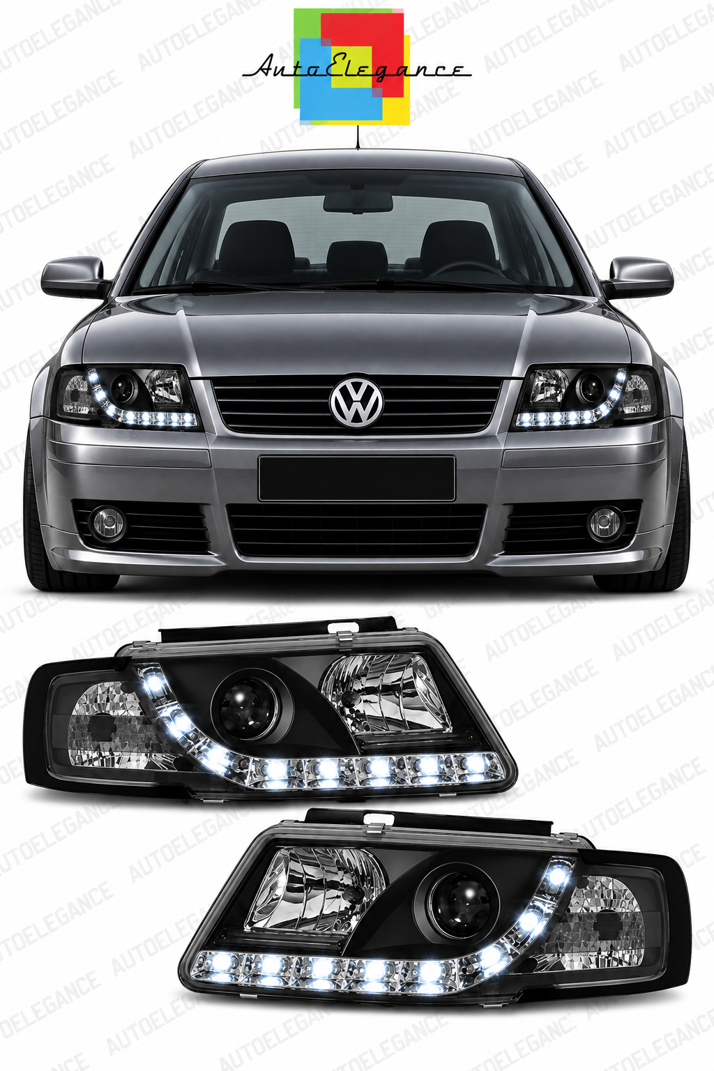 ART.6247 FARI ANTERIORI ADATTO PER VW PASSAT B5 3B 11.96-08.00 NERO