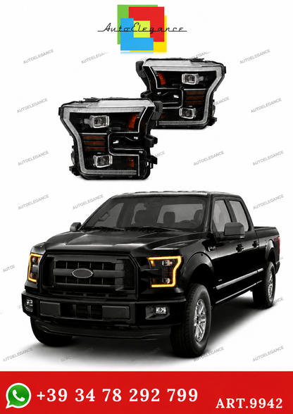 💫ART.9942 FARI ANTERIORI LED NERI PER FORD F150 MK13 2014-2017💫
