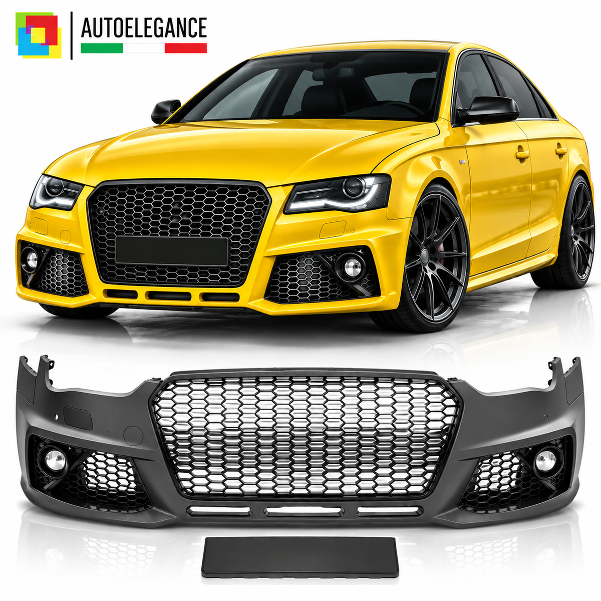 PARAURTI ANTERIORE SPORT CROMO NERO PDC ADATTO PER AUDI A4 B8 12-15 LOOK RS4