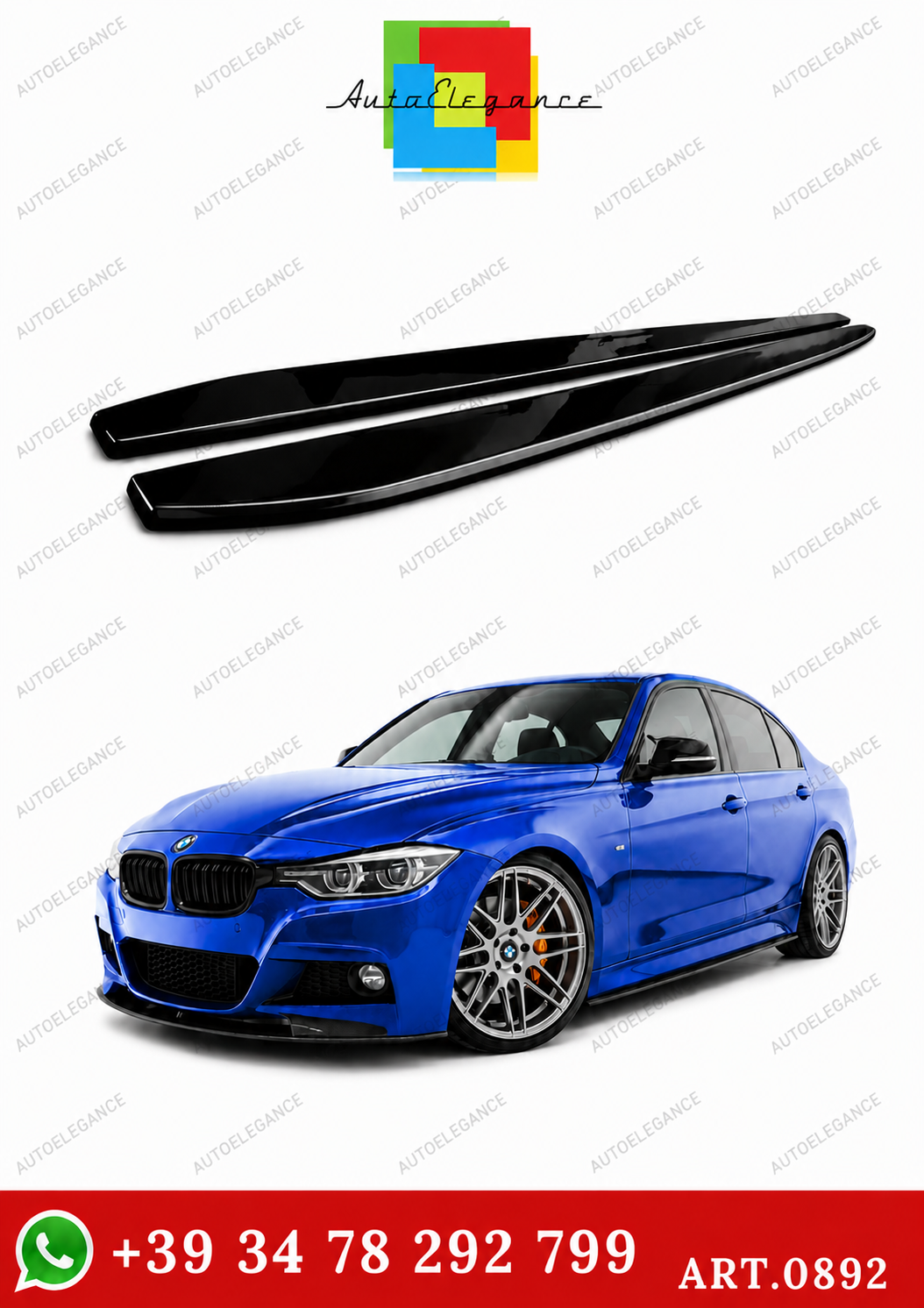 0892 BMW SERIE 3 F30 F31 SPLITTER SOTTO MINIGONNE LATERALI SOTTOPORTA  ABS