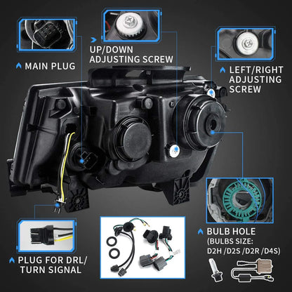 RGB Dual Beam Headlights for Chevy Camaro 2014 2015 with Sequential Amber Color, Multicolor DRL 