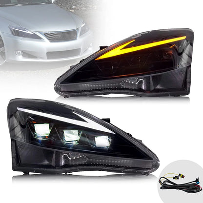 Fari per proiettori LED per Lexus IS250 IS350 2006-2012 IS200d IS F 2008-2014 (edizione riflettore ambra e trasparente)