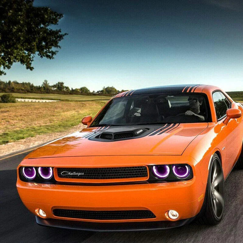 Halo LED Headlights (RGB) + Taillights for Dodge Challenger 2008-2014 