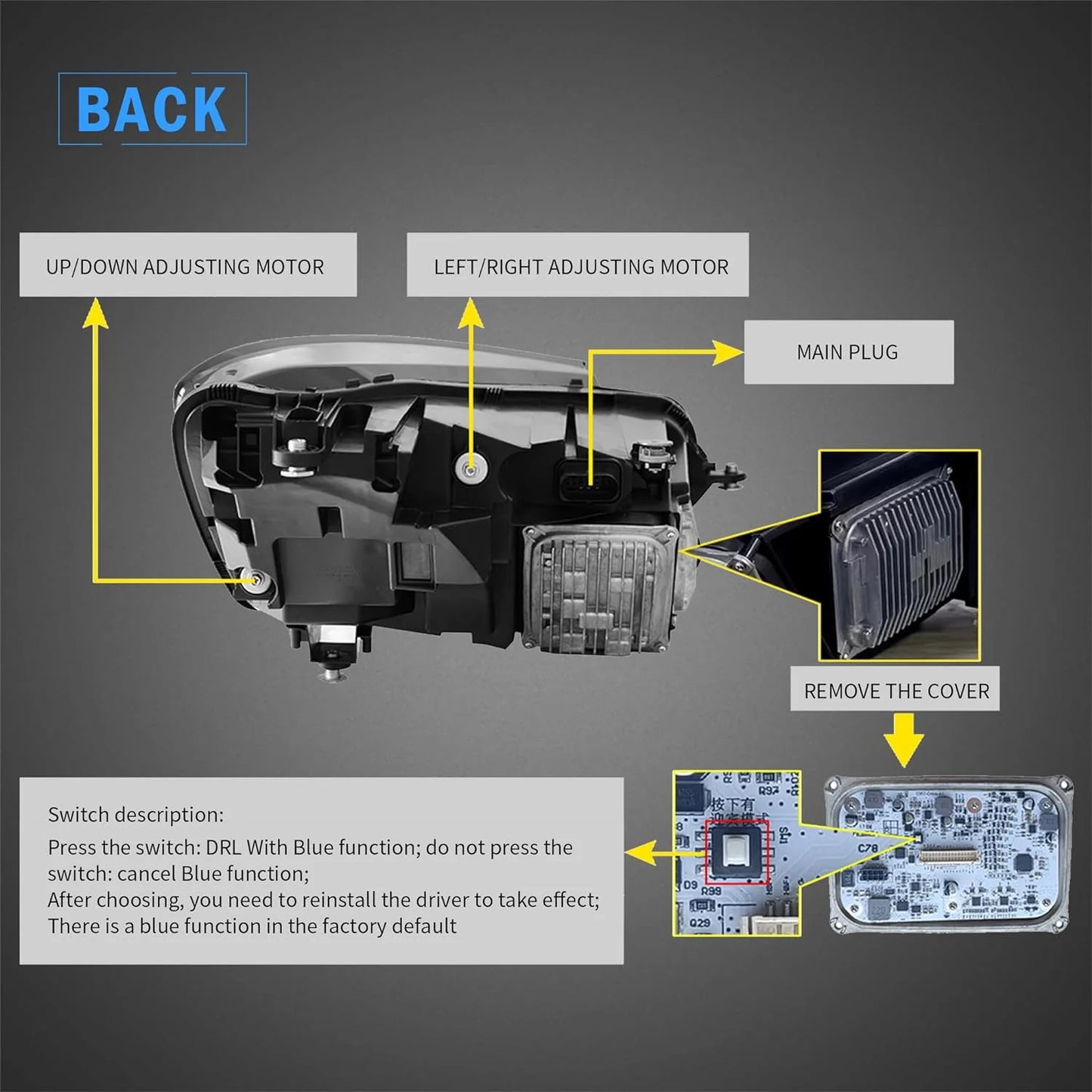 Faro LED per Mercedes-Benz Classe S W222 6a generazione 2014-2017 con DRL blu