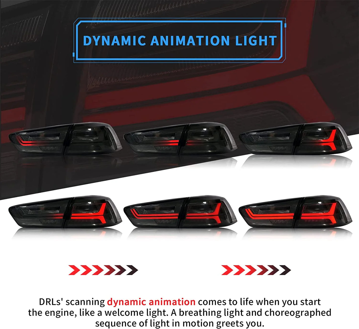 Luci posteriori a LED per Mitsubishi Lancer ed EVO X 2008-2021 (non adatte a Sportback/fortis/io) con animazione dinamica