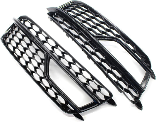 Front Left/Right Bumper Grilles Fog Light Grill Cover Trim Replacement for Audi S5 A5 S-Line 2013-2016