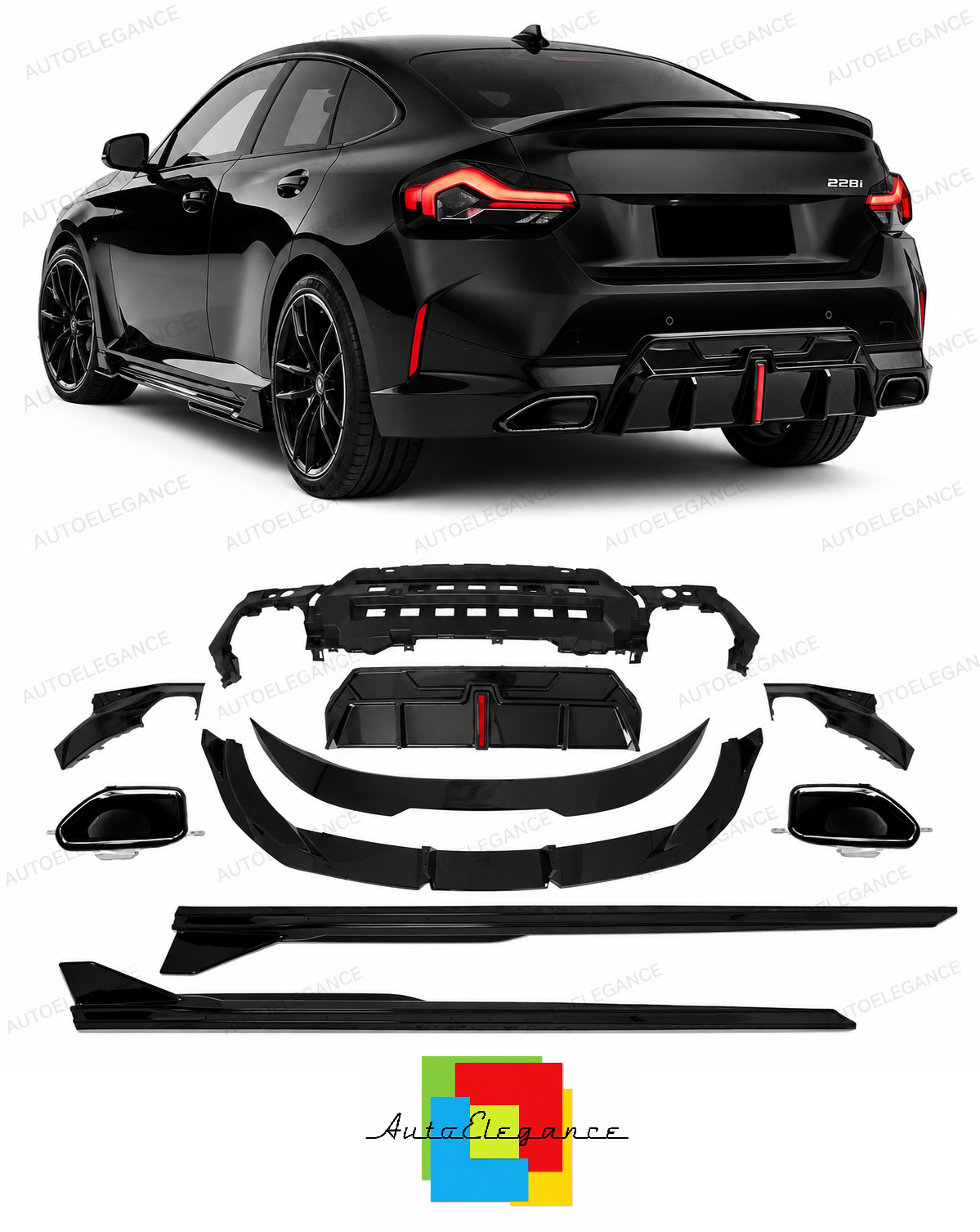 💕 BODYKIT  BMW SERIE 2 G42 M SPORT  NERO LUCIDO 💕