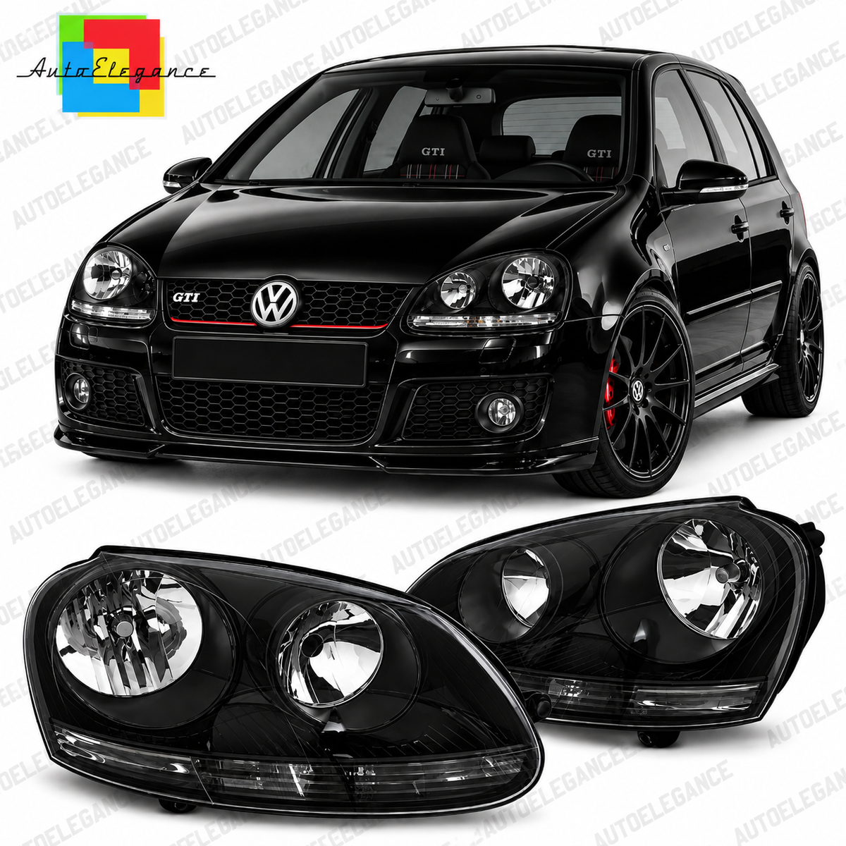 ART.10749 FARI ANTERIORI ADATTO PER VW GOLF 5 10.03-09 NERO