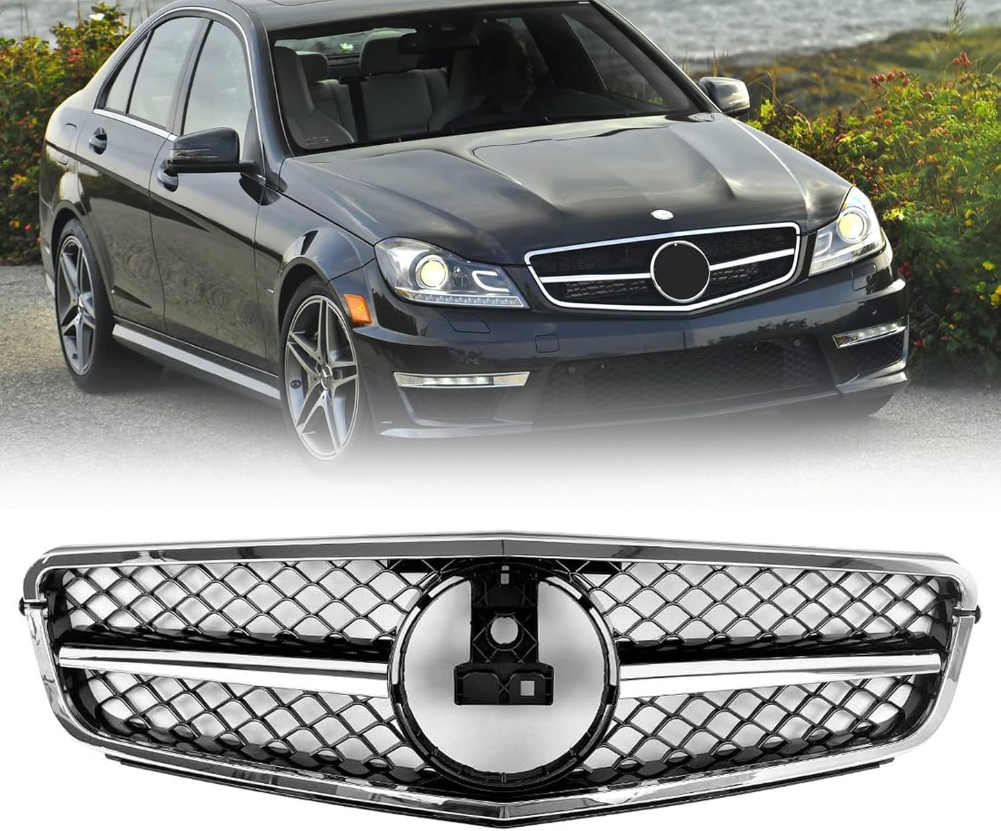 💫ART.7091 Griglia Anteriore  Cromata AMG Look per Classe C (W204) 2007-2015💫