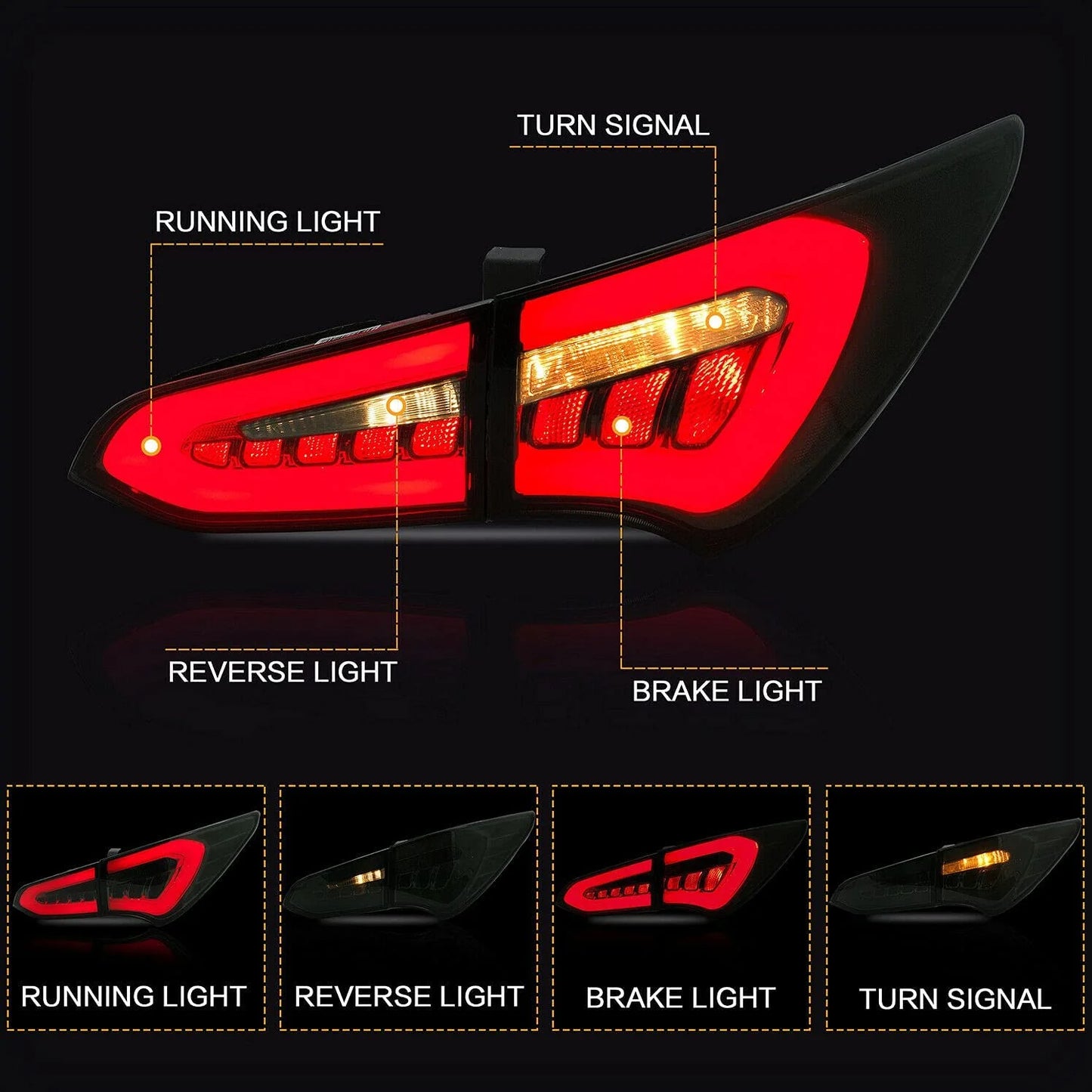 Fanali posteriori Fumè Full LED compatibili per Hyundai Santa Fe Sport 2013-2018