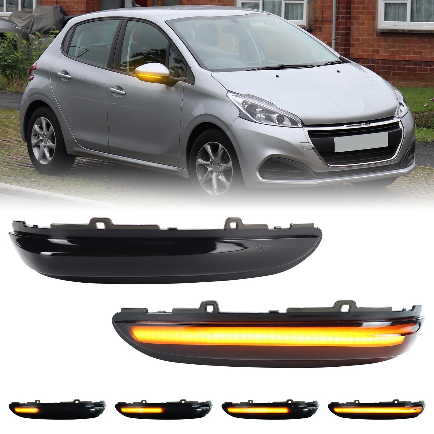 😎DIREZIONE LATERALE NELLO SPECCHIETTO LED FUMO ADATTO PER PEUGEOT 208 12-15😎