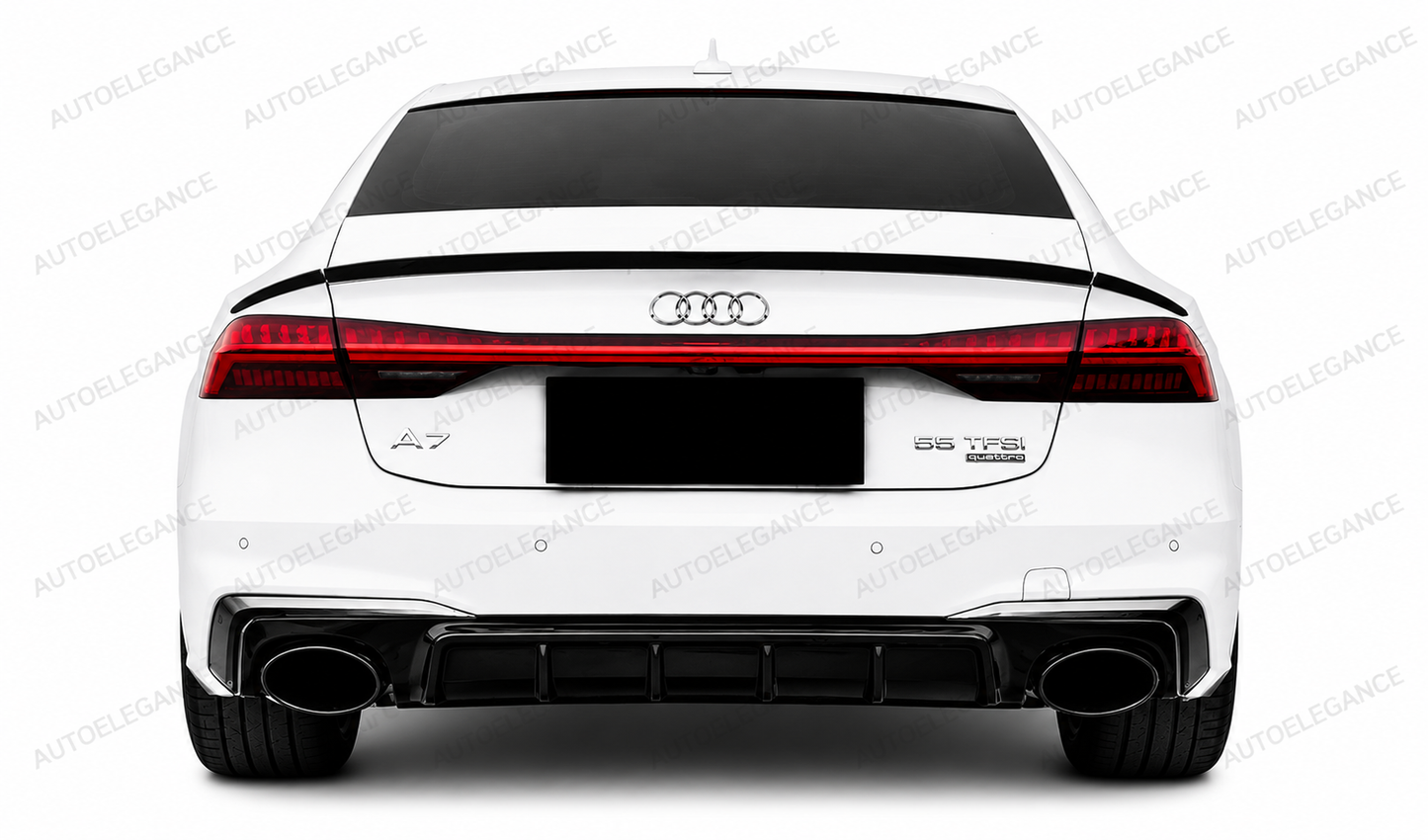 💫ART.10226 DIFFUSORE + TERMINALI PER AUDI A7 18-23 LOOK RS7 NERO LUCIDO CROMATO💫