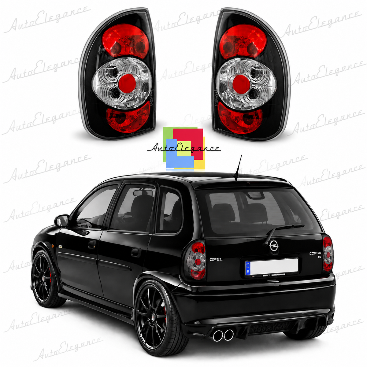👉Fanali posteriori neri adatto per OPEL CORSA B 02.93-10.00 5P👈