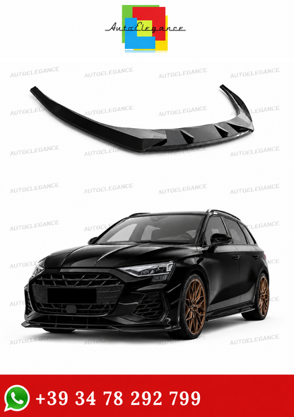 💫ART.9977 SPLITTER ANTERIORE PER AUDI A3 S3 8Y FACELIFT MAX V1 NERO LUCIDO💫
