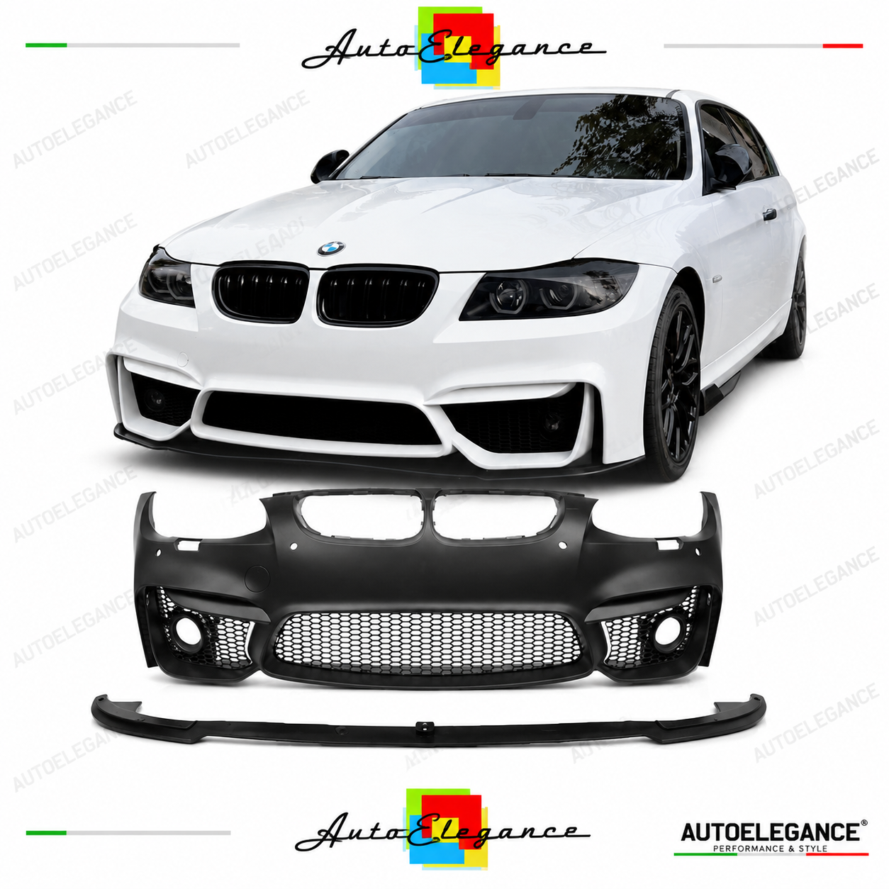PARAURTI ANTERIORE BMW E92 E93 06-10 LOOK M4 PDC SRA GRIGLIE NEBBIA + SPOILER LI