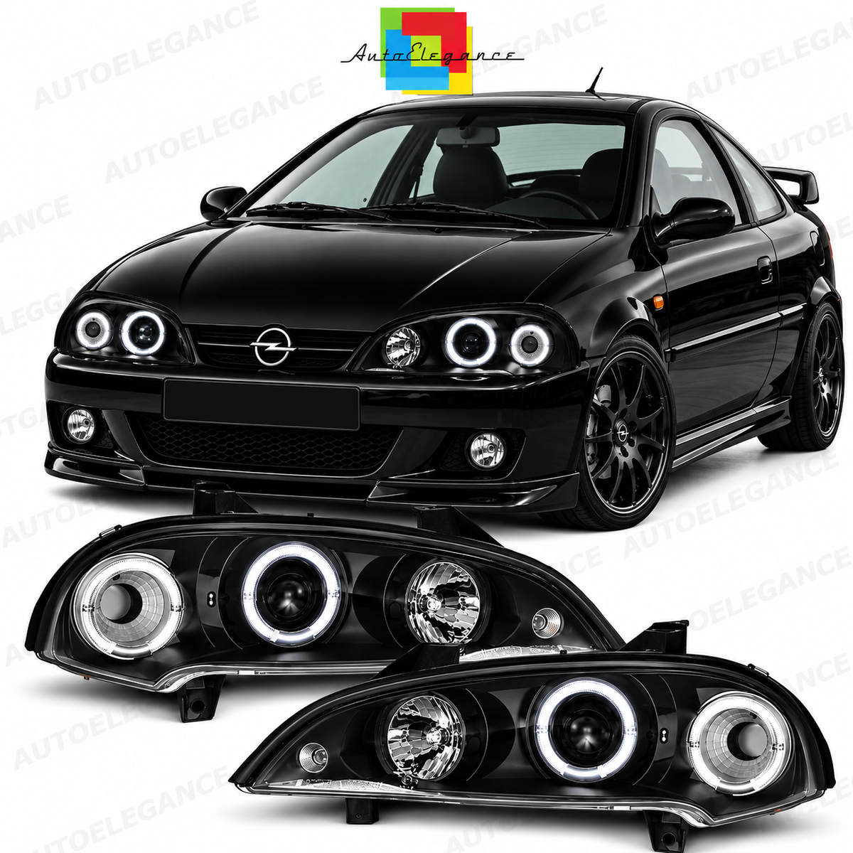 ART.11056 FARI ANTERIORI ADATTO PER OPEL TIGRA 09.94-12.00 LED NERO