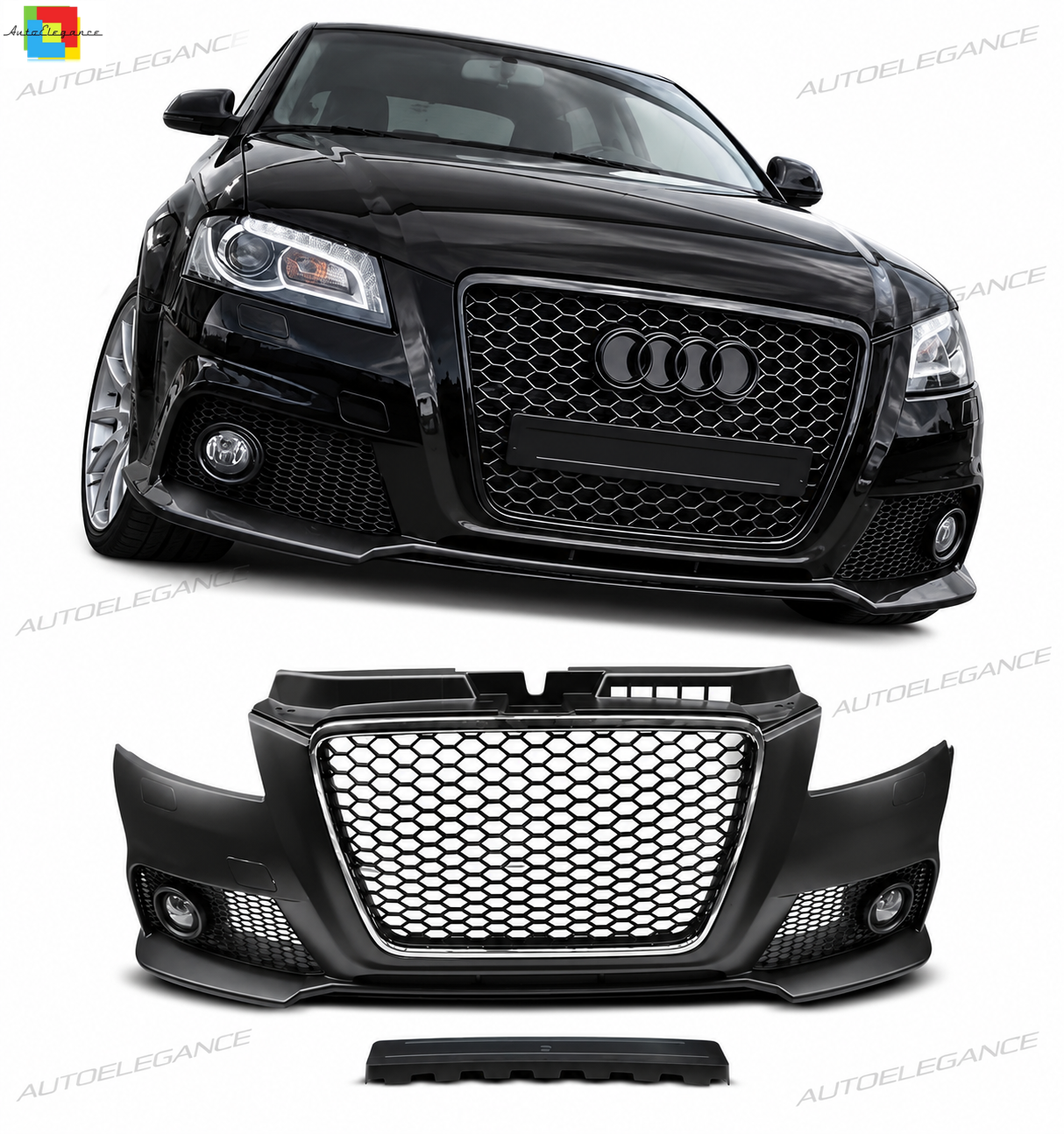 💫ART.10322 PARAURTI ANTERIORE 'SPORT' CHROMO NERO PER AUDI A3 08-12💫