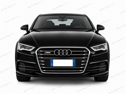 🔥ART.0597 GRIGLIA ADATTO PER  AUDI A3 8V 12-6 LOOK S3 NERA PROFILI CROMATI🔥
