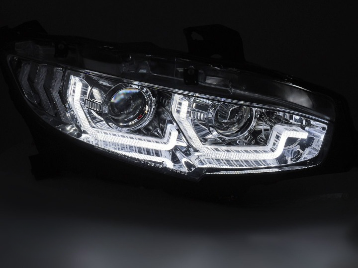 💕 Fari Anteriori Adatto per Honda Civic X 16-21 LED DRL Cromati Sequenziali 💕
