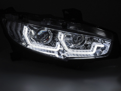 💕 Fari Anteriori Adatto per Honda Civic X 16-21 LED DRL Cromati Sequenziali 💕