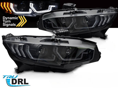 Fari Neri DRL SEQ compatibile con HONDA CIVIC X 16-21
