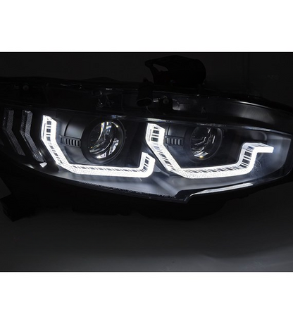 💕 Fari Anteriori Adatto per Honda Civic X 16-21 LED DRL Sequenziali Neri 💕