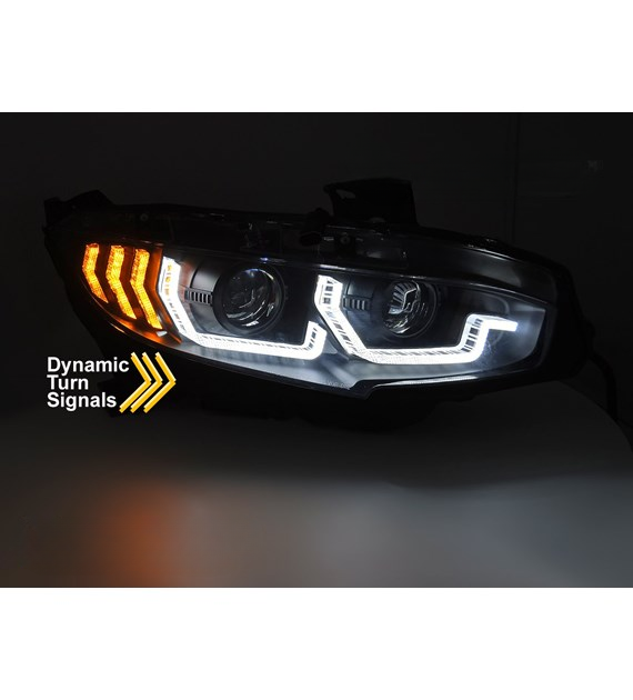 💕 Fari Anteriori Adatto per Honda Civic X 16-21 LED DRL Sequenziali Neri 💕