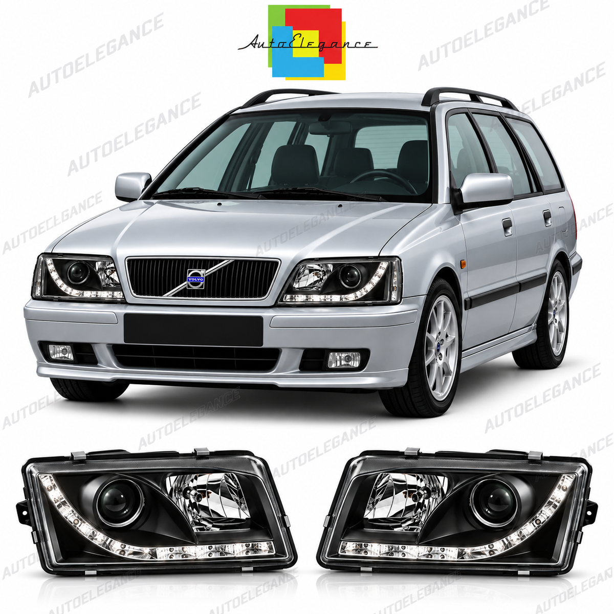 ART.10987 FARI ANTERIORI ADATTO PER VOLVO S40/V40 02.96-12.03 LED NERO