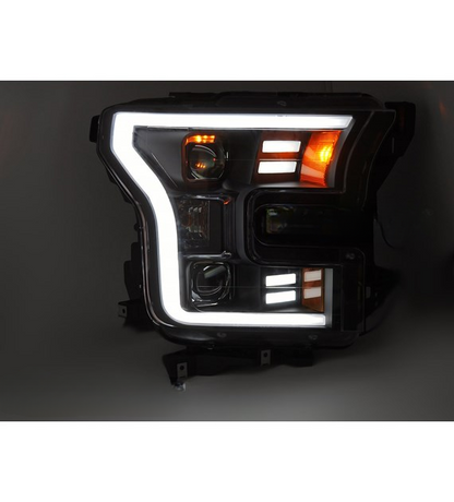 💕 Fari Anteriori Adatto per Ford F150 MK13 2014-2017 Tube LED Neri 💕