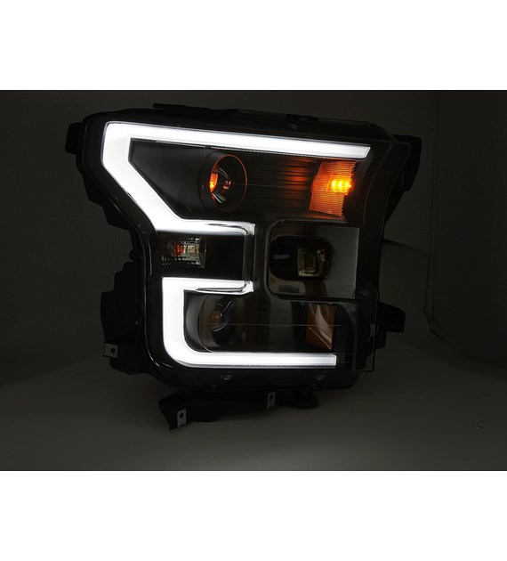 💕 Fari Anteriori Adatto per Ford F150 MK13 2014-2017 Tube LED Doppi Neri 💕