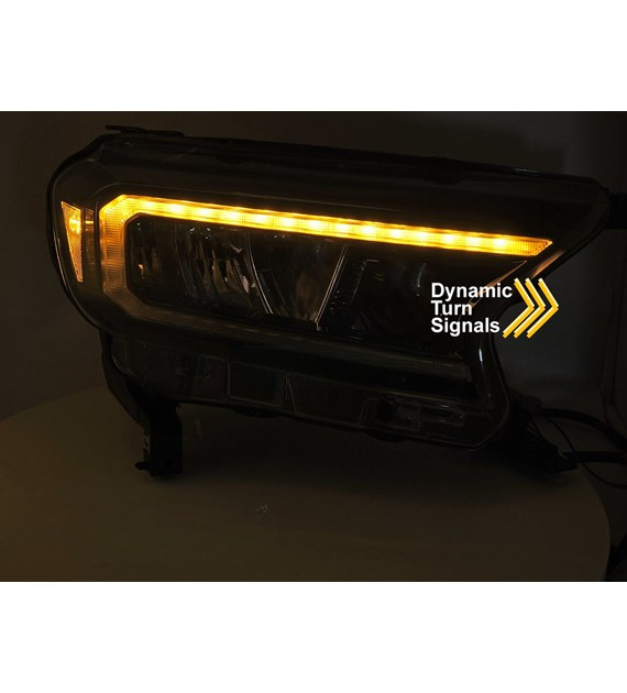 💕 Fari Anteriori Adatto per Ford Ranger V 16-22 Full LED DRL Neri 💕