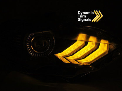💕 Fari Anteriori Adatto per Ford Mustang 18-21 Full LED DRL RGB Neri 💕