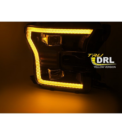 💕 Fari Anteriori Adatto per Ford F150 MK13 2014-2017 Full LED DRL Neri 💕