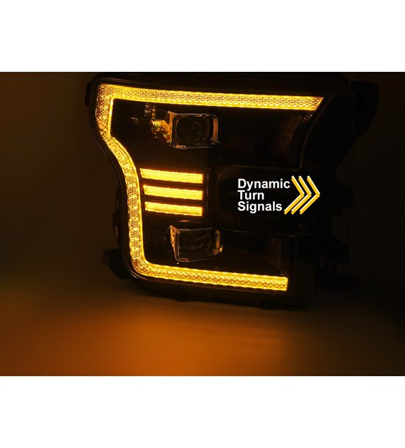 💕 Fari Anteriori Adatto per Ford F150 MK13 2014-2017 Full LED DRL Neri 💕