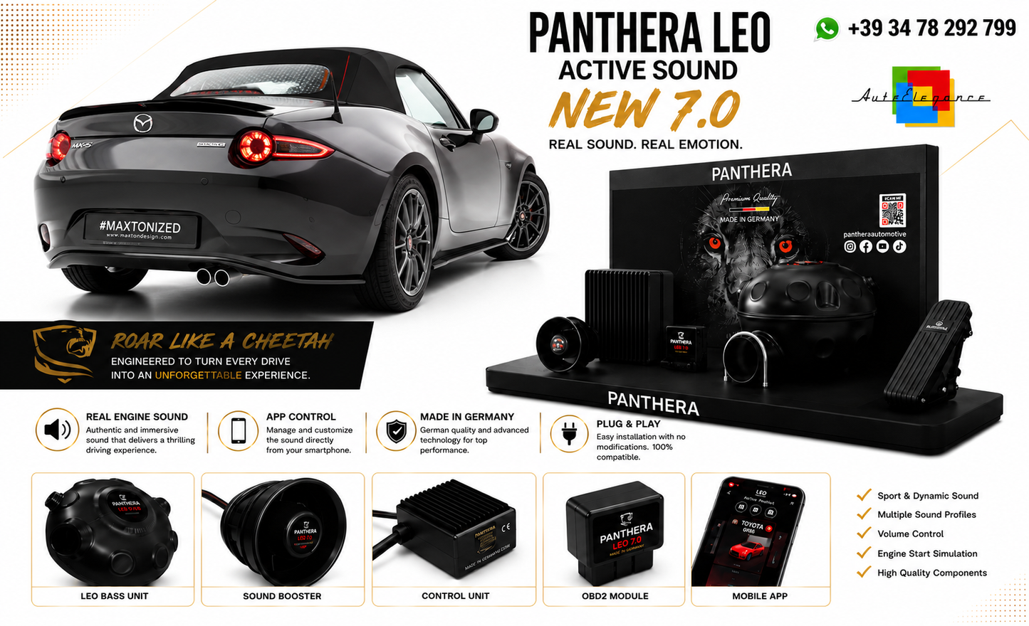 💕ART.2672 PANTHERA Soundsystem Booster 7.0- Mazda MX-5 ND (Mk4)💕