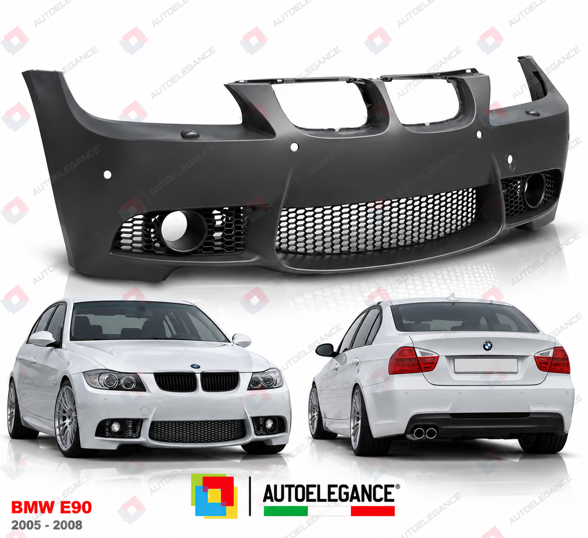 PARAURTI ANTERIORE STILE SPORT PDC adatto per BMW E90 05-08 LOOK M3
