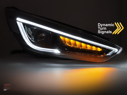 💕 Fari Anteriori Adatto per Ford Focus MK3 14-18 LED DRL Neri 💕