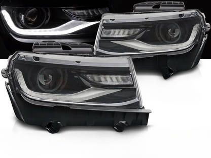 ART.5525 FARI ANTERIORI CHEVROLET CAMARO 13-15 TUBI LED NERO