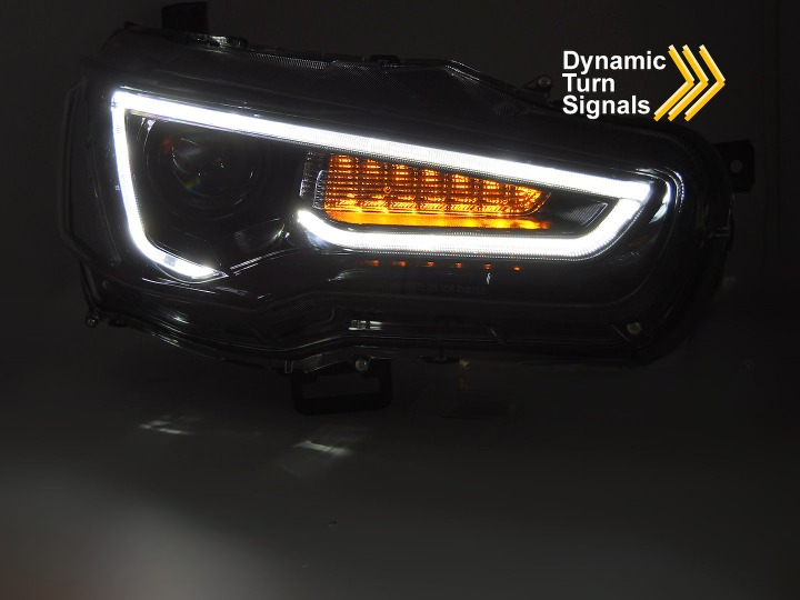 💕 Fari Anteriori Adatto per Mitsubishi Lancer 8 08-16 LED Tube Neri 💕