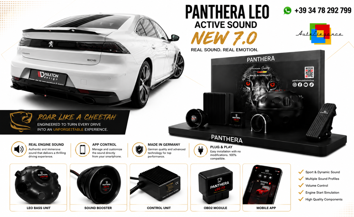 💕ART.2672 PANTHERA Soundsystem Booster 7.0 -  Peugeot 508 Sedan Mk2💕