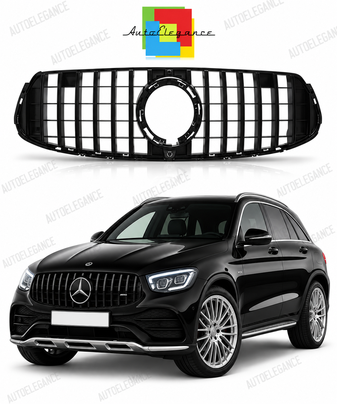 👉Griglia Stile GLC 63 per GLC X253 C253 20-23 Nero lucido Paraurti AMG Line👈